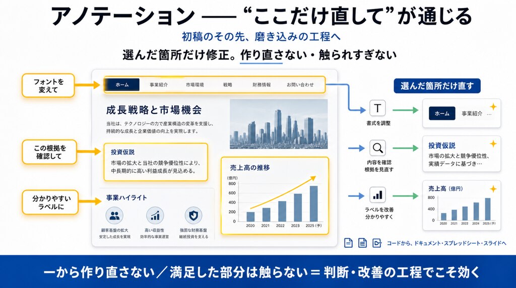 アノテーション ―― “ここだけ直して”が通じる。初稿のその先へ