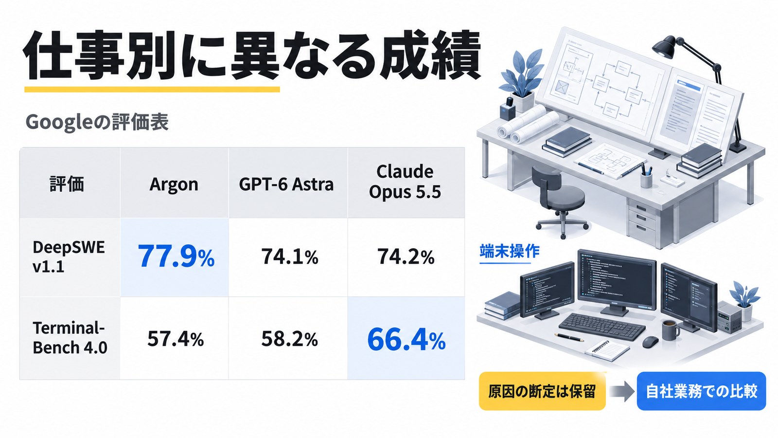 同じ開発でも異なる成績