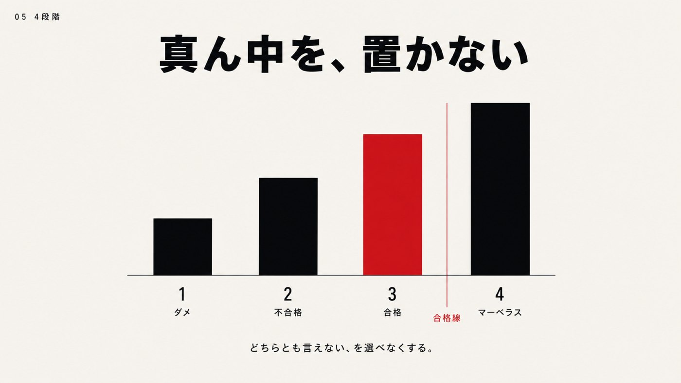 4本の棒グラフと合格線